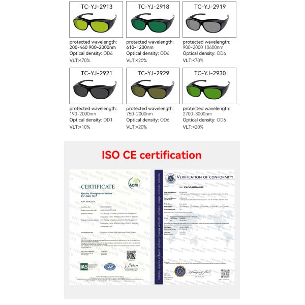200nm-2000nm CO2 EN207 Fiber Cutting Laser Welding Goggles Ipl Hair Removal Radiation Laser Safety Glasses
