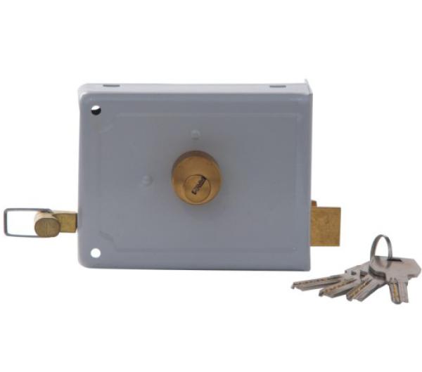 Grey Brass Outdoor Rim Lock / Customized Finish Rim Door Lock For Entrance Door