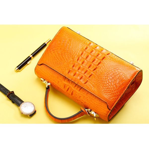 Genuine Alligator Skin Key Lock Closure Lady Small Handbag Authentic Crocodile Leather Women Flap Purse Shoulder Bag