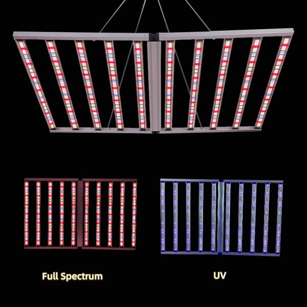 Three Channel Dimmable LED Grow Light 1100W With Foldable Aluminium Bracket UV Grow Light For Indoor Plants