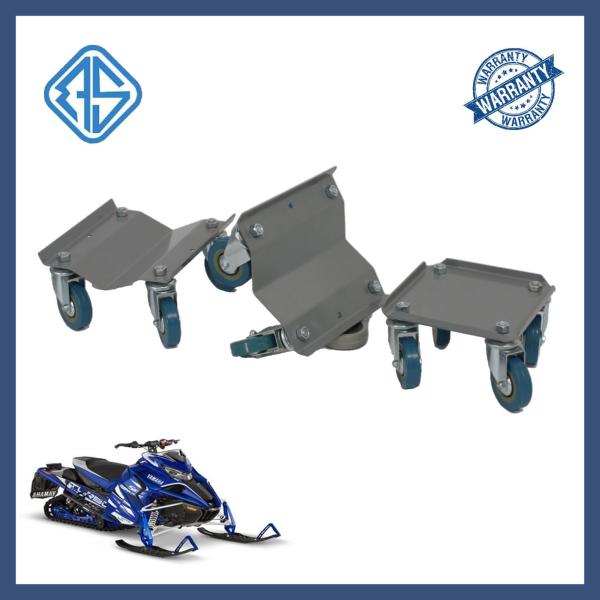 Mini Grey Steel 1500 Pounds Load-Bearing Snowmobile Dolly Set Rubber Wheels