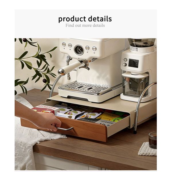 Living Room mesa 2 Tier Pull out Coffee Pod Storage Box Coffee Machine Rack with Drawer Tea Bag Organizer Kitchen Spice Shelf