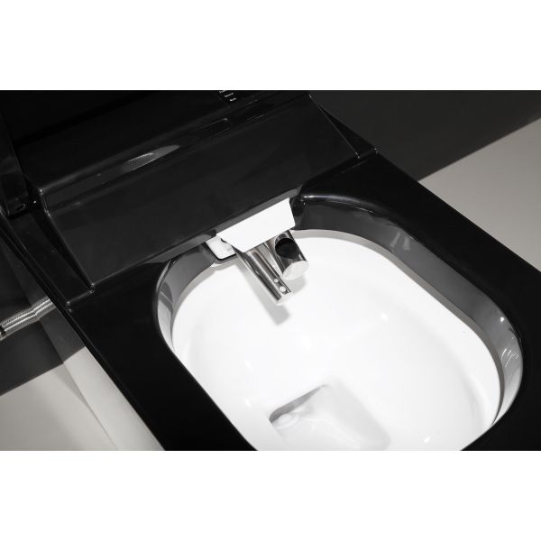 Full Black Intelligent One Piece Toilet Warm Water Washing