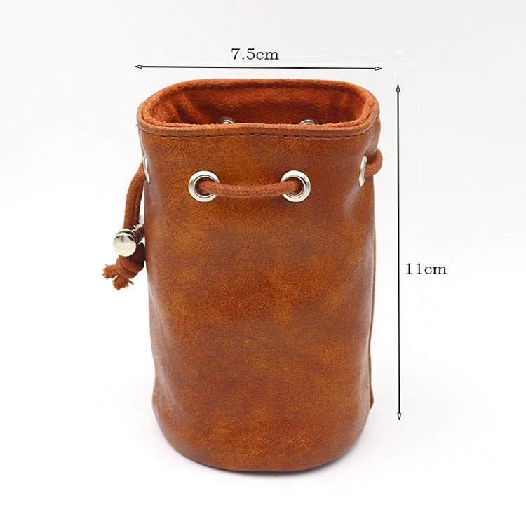 Large Custom Logo Cowhide Dice Bag 7.5*11cm Portable DnD Dice Cup for Dungeons and Dragons