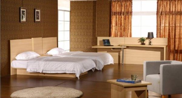 Wood Hotel and Luxury Apartment Furniture,Upholstery Bed,Headboard,Mattress,TV stand,Luaage Table,Desk,Mini Cabinet