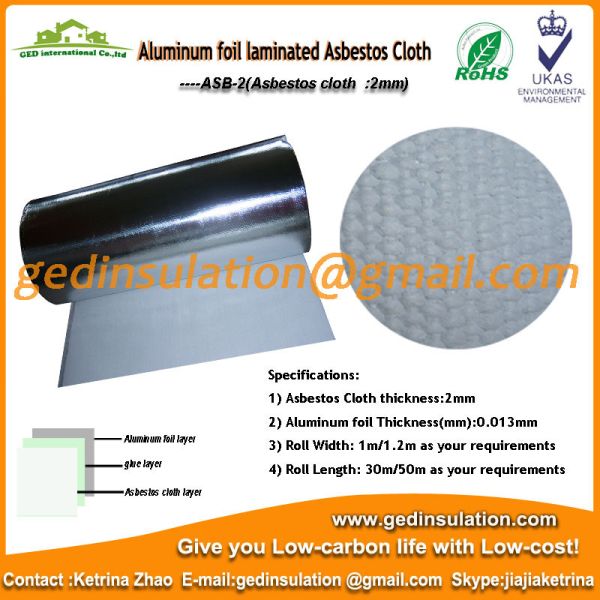 Asbestos Cloth coated aluminum foil As heat insulation materials
