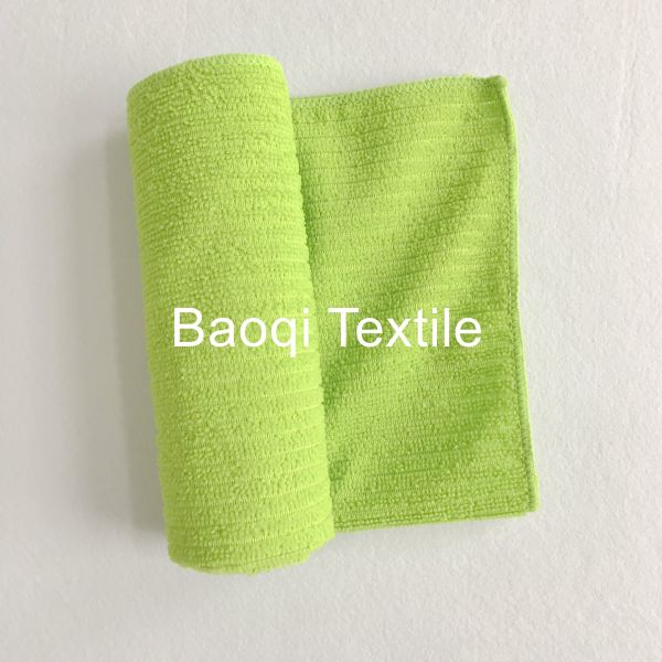Green thick twist solid dish rags，microfiber tea towels wipes,single side kitchen cleaning rags size 30*30cm