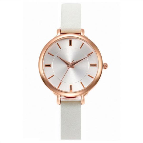 Alloy Case Women Quartz Wrist Watch Elegant Screw Crown Leather Women'S Watch