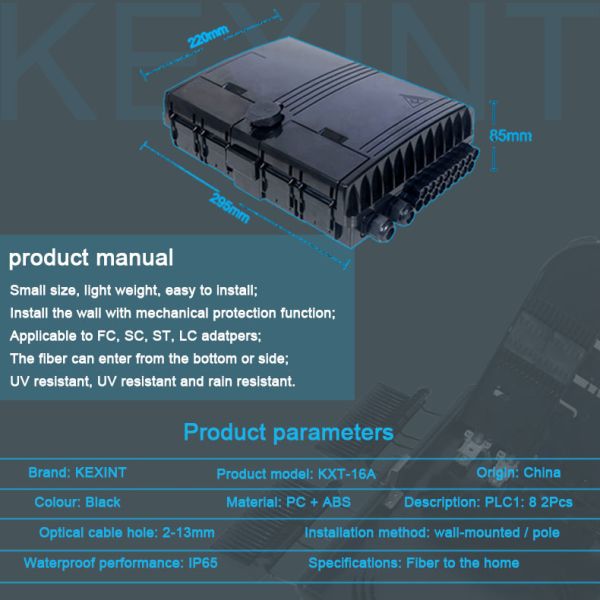 Волокно PE 16 ABS ПК черноты шкафа распределения оптического волокна ядра на открытом воздухе соединяя 1*16