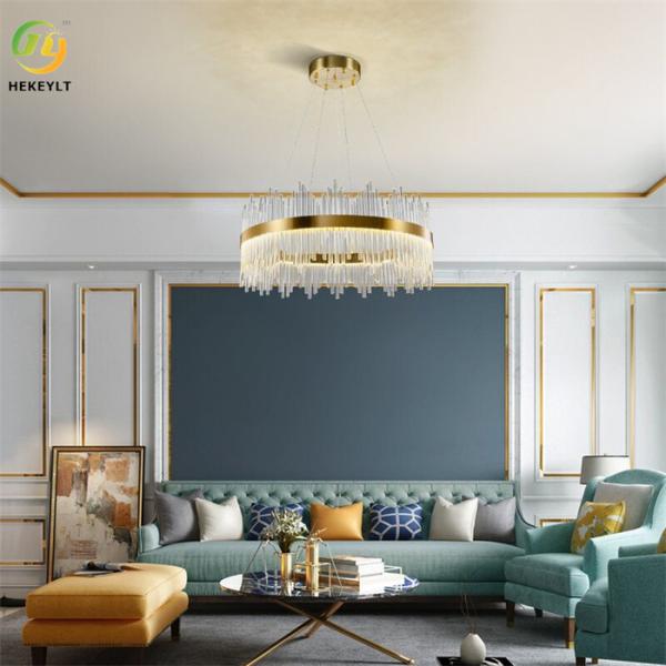 Clear Metal Gold Crystal Pendant Light For Wedding