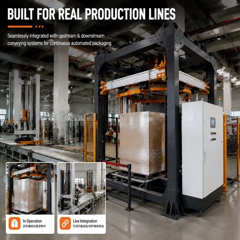 Intelligent Ring Type Automatic Pallet Packing Machine 45–90 Pallets/Hour