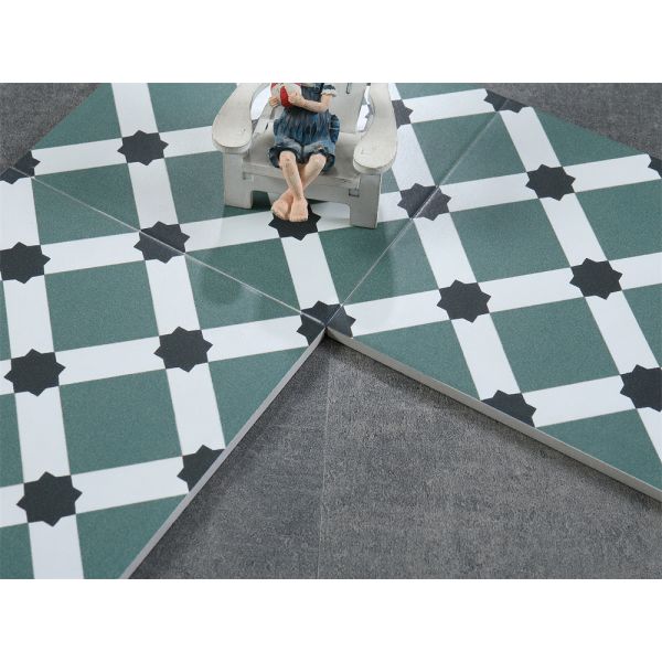 Light Green Ceramic Rustic Tile 20x20cm Non-Slip Indoor Floor