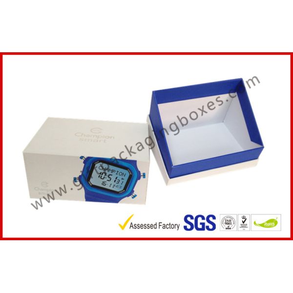 Offset Printing White Watch Apparel Gift Boxes Packaging , Hypotenuse Lid Boxes