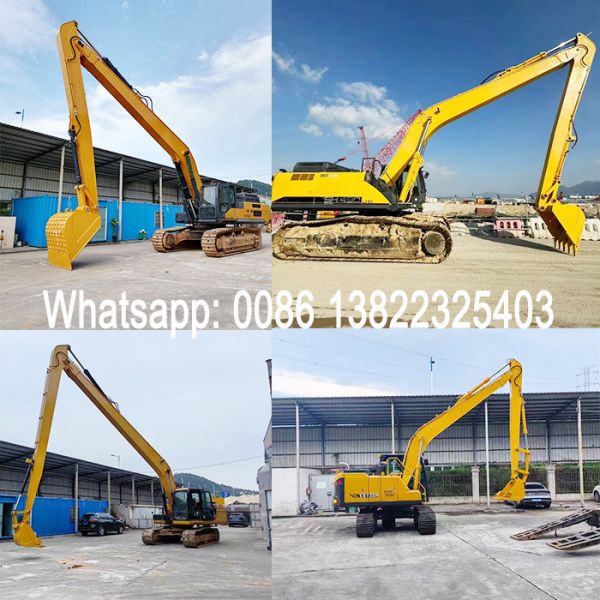 Yellow Red White Long Reach Boom Excavator Cat 320 PC200 Hitachi 210