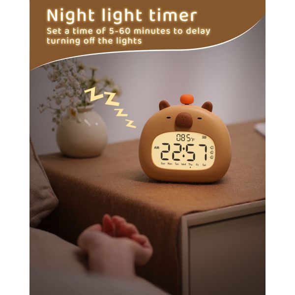 Quartz Motivity Capybara Clock and Unique Design for Kids' Fashion Bedroom Table