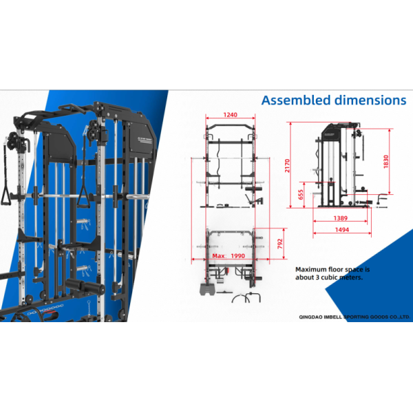 1360*360*185mm Dimension Box Multi-Functional Smith Machine for Full Body Workout