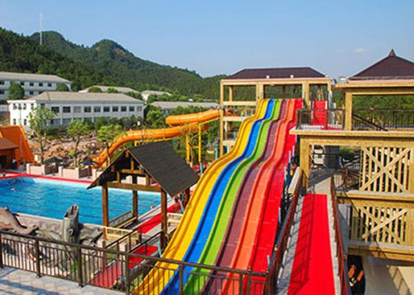 Kids Fun Water Slides 6 Lines Outdoor Fiberglass Race Swimming Pool Play Equipment