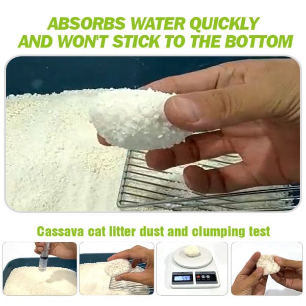 OEM/ODM Customizable Natural High Water Absorption Dust-Free Clumping Strong Deodorization Cassava Cat Litter