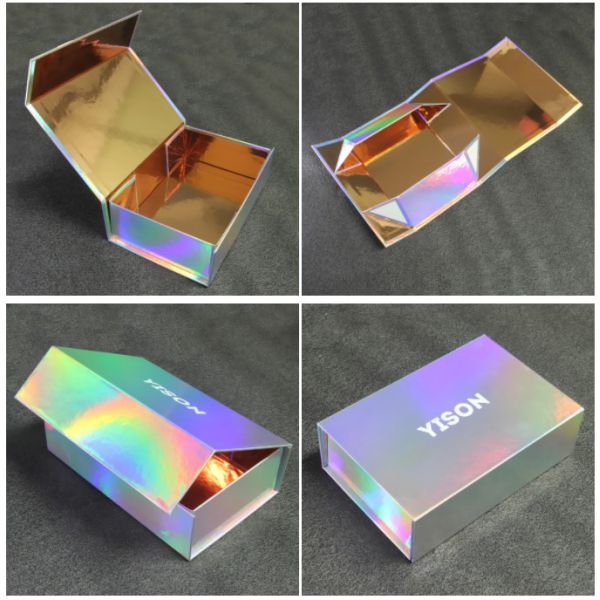 Luxury Glitter Iridescent Paper Cosmetic Gift Packaging Boxes