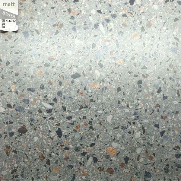 Grade AAA Gray 600x600mm Terrazzo Ceramic Inside Floor Tiles For Dining Room and Bedroom