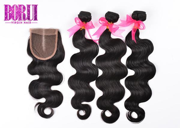 Body Wave Indian Human Hair Extensions With Lace Closure In Mozambique Soft