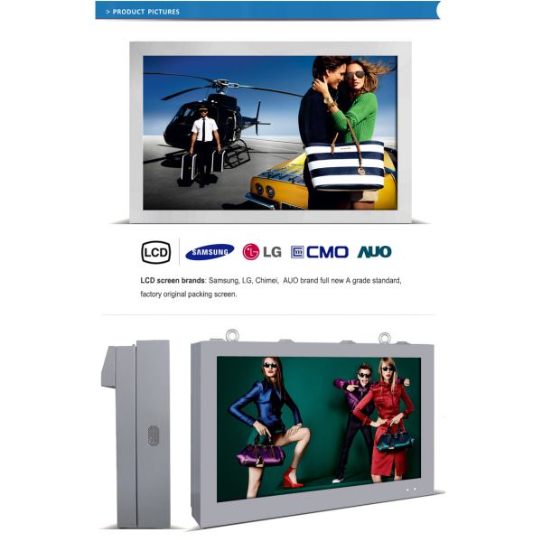 43 Inch Wall Mount Outdoor Touch Screen Kiosk 1500nits Brightness Integrated PC Board