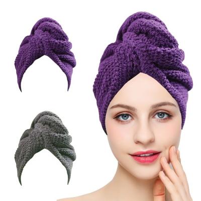 La serviette faite sur commande de turban de Microfiber de cheveux bouclés de label enveloppent le gris pourpre