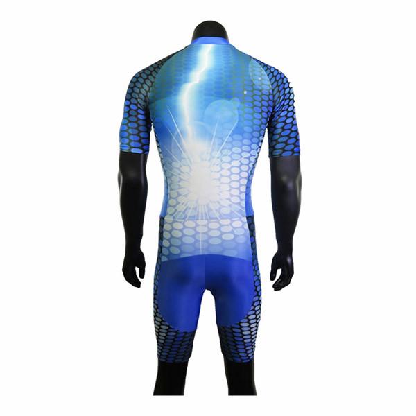 Blue Sublimation Inline Skate Wear , Lycra Inline Speed Skating Skinsuit