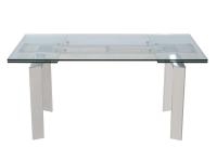 200 cm de longueur table à manger en verre extensible résistant au feu avec base en acier