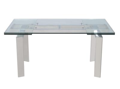 200 cm de comprimento mesa de jantar de vidro estendível resistente ao fogo com base de aço