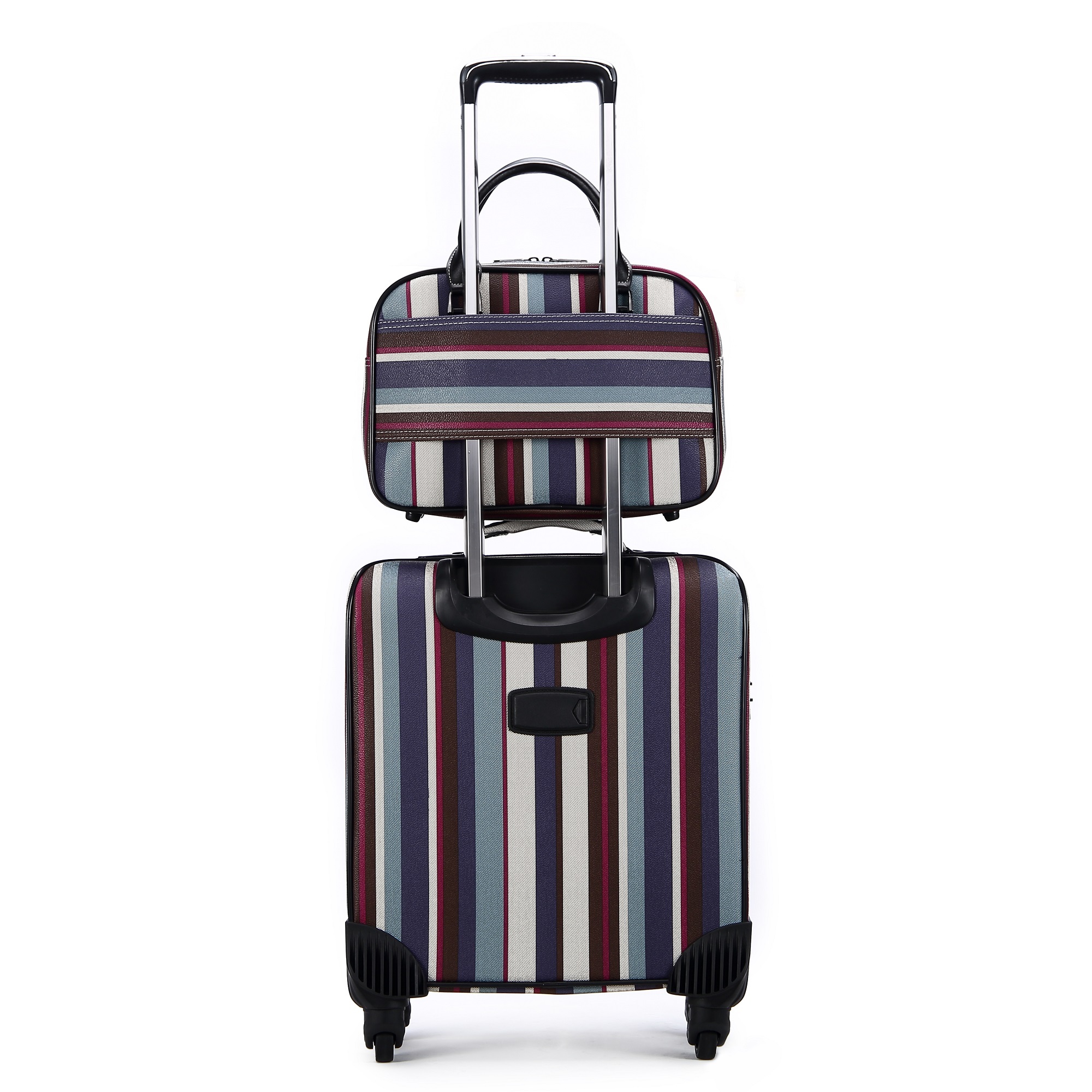 2 Piece Business Travel Luggage Set Leather Carry-On Suitcases with Spinner Caster Boarding Case for Meetings