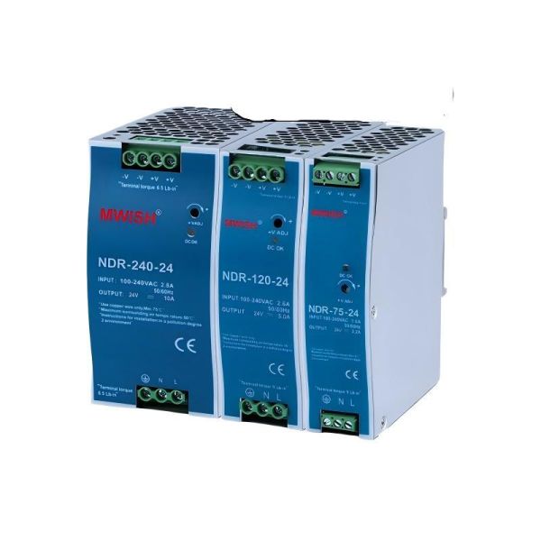 NDR-120-24 guide rail type 75W, 150W, 240W, 480W industrial grade 12V, 48V switching power supply