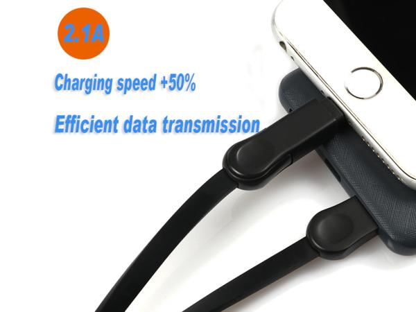 2018 New model 2 in 1 tpe cheap 2.1A zinc usb cable for iPhone Samsung