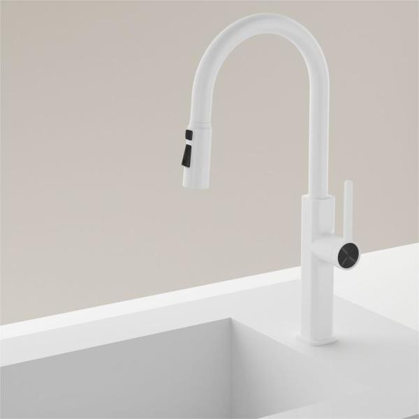 Gooseneck Kitchen Pull Out Sink Faucet Hot And Cold Water Antisplash