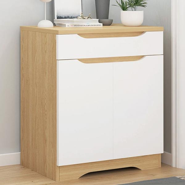 Wear - Resistant Light Luxury Particle Board Shoe Rack White Wooden Shoe Cabinet