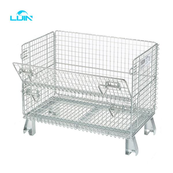 Industrial Transport Storage Equipment Folding Wire Mesh Roll Container Cages Trolleys