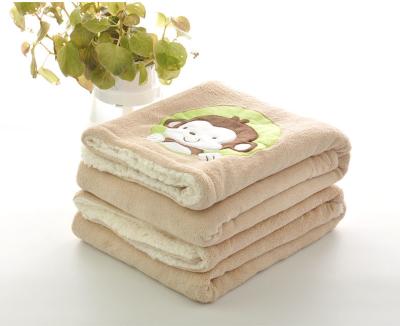 Animal Pattern Cartoon Print Blanket With Sherpa Backing For Adults / Baby