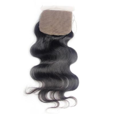 Fechamento frontal baixo de seda de Remy do Virgin, fechamento da seda da onda do corpo de Brown
