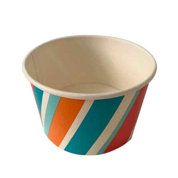 PE Lined 8oz Ice Cream Tubs Paper Lightweight Recyclable Single Wall Eco Friendly