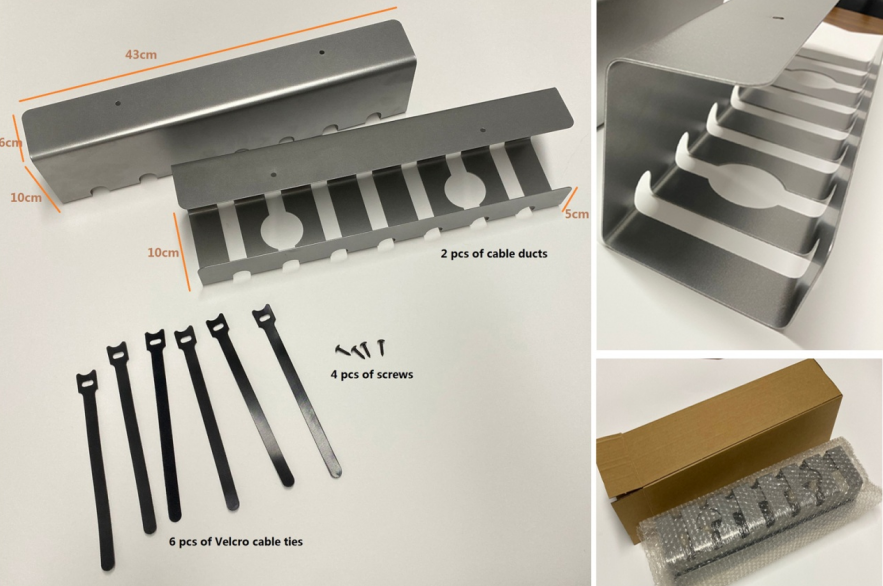 Домашний офис Столовой кабельный держатель 43 x 10 x 10 см с силовым покрытием из углеродистой стали