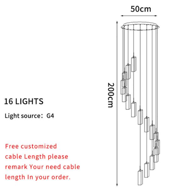 LED Pendant Light Staircase Crystal Chandelier Hanging Lamp Spirl hanging minimalist light(WH-NC-59)