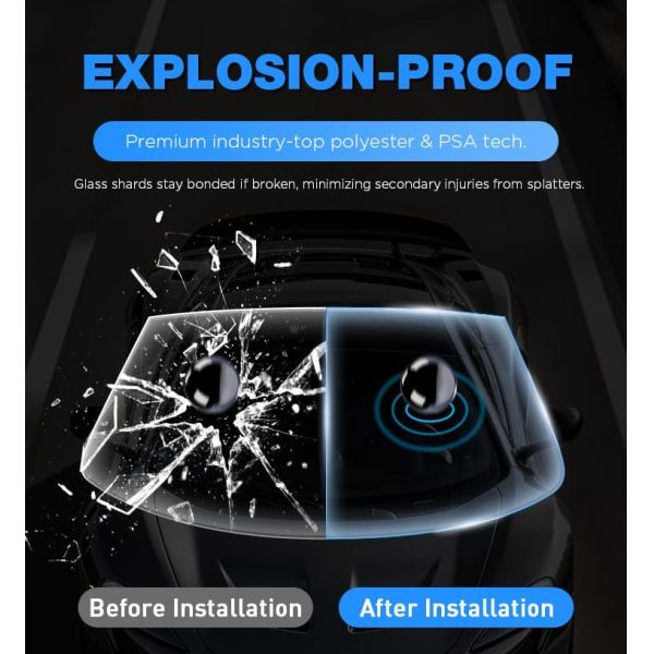 8mil Medium Tint Window Safety Film 20% VLT UV99% Impact Resistant Glass Layer