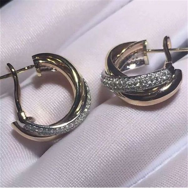 C Three circle ring earrings18K white gold, 18K yellow gold, 18K rose gold, diamond. Model: B8045300