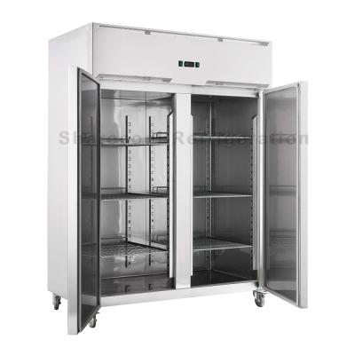Kitchen 1285L Vertical Double Door Fridge Fan Cooling Stainless Steel