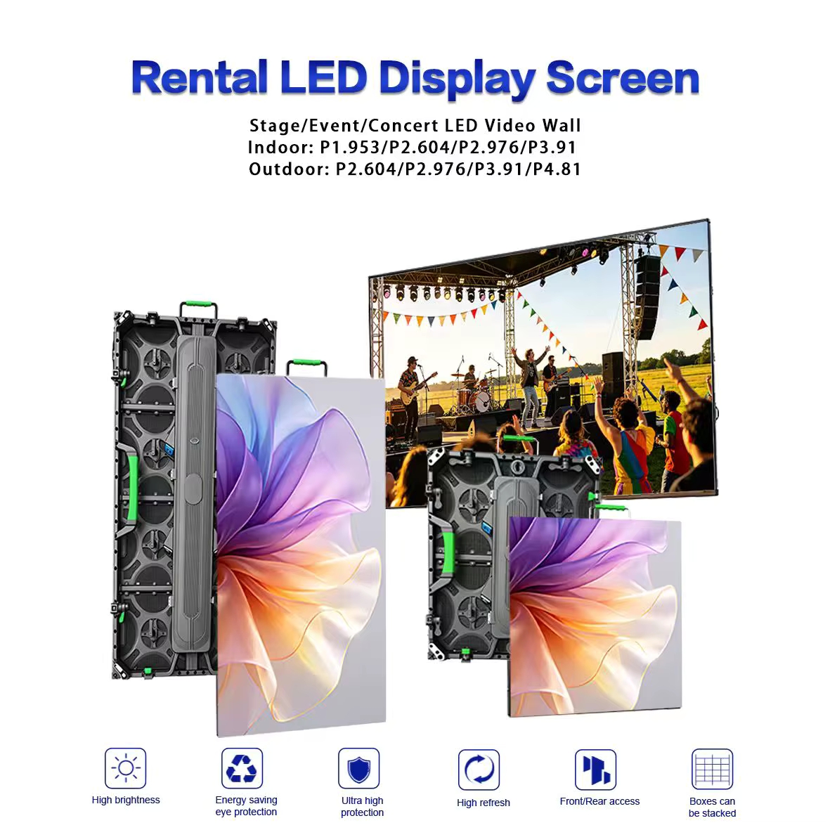 Rental LED Display Screen 3840Hz High Refresh P2.9 LED Video Wall Stage Screen Rental LED Panel for Event Production