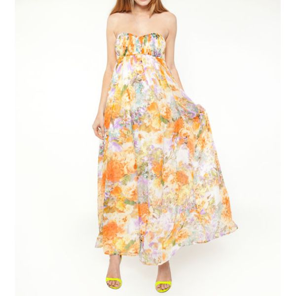 Платье шифоновой лодыжки печати флористической макси, -линия легковеса дам