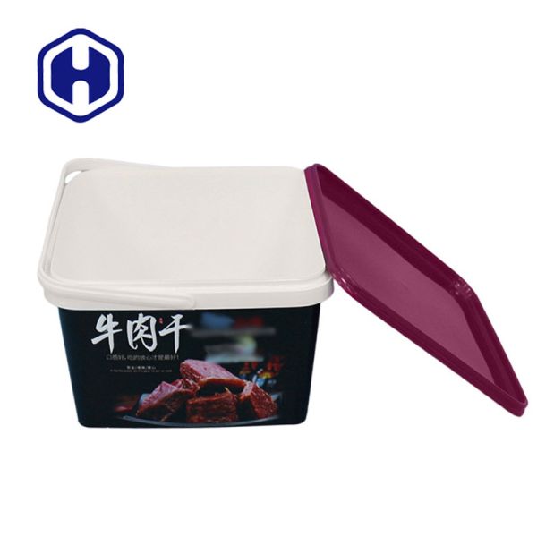 Eco Friendly IML Plastic Containers Custom Square 2L Plastic Cracker Biscuit Packaging Box