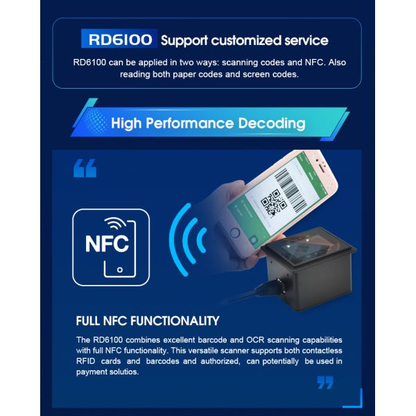 RD6100 High-Performance 2D Imager Scanner - IP67, Wide Voltage, Multi-Interface