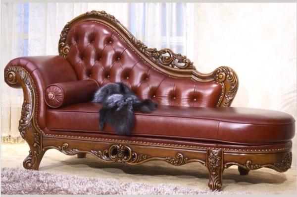 Brown Italian Leather Luxury Chaise Lounge Handcraft