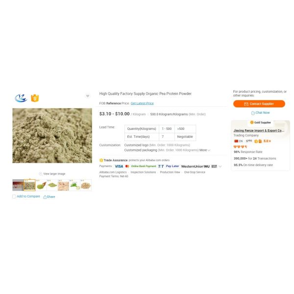 Hydrolyzed Pea Protein Powder Pure White Vegetable Protein for Food Applications